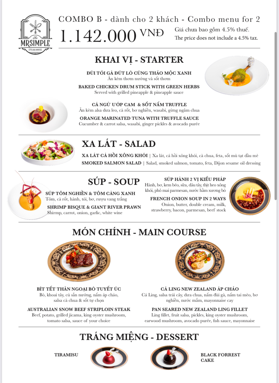 Combo dành cho 2 người