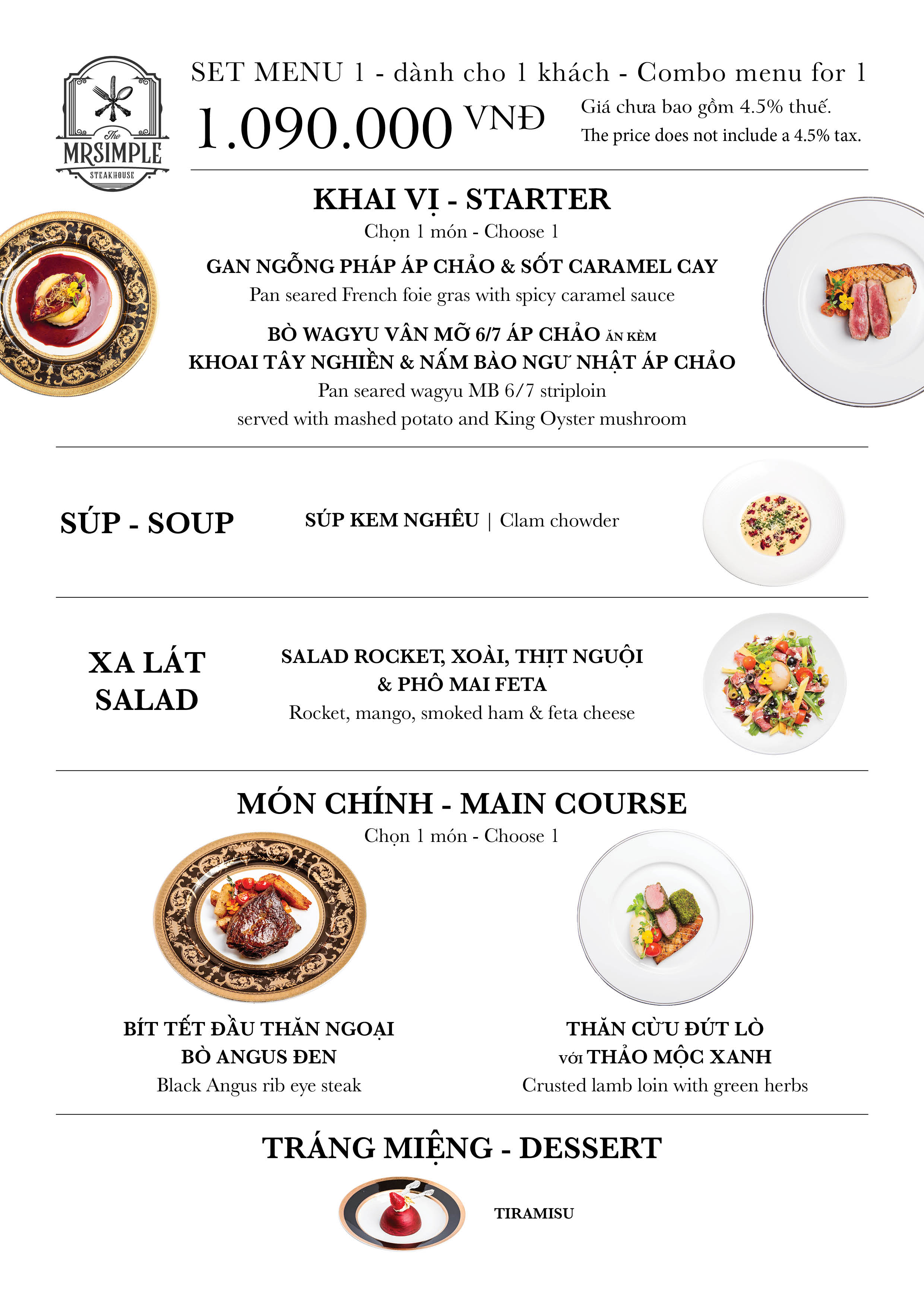 set menu 1 người