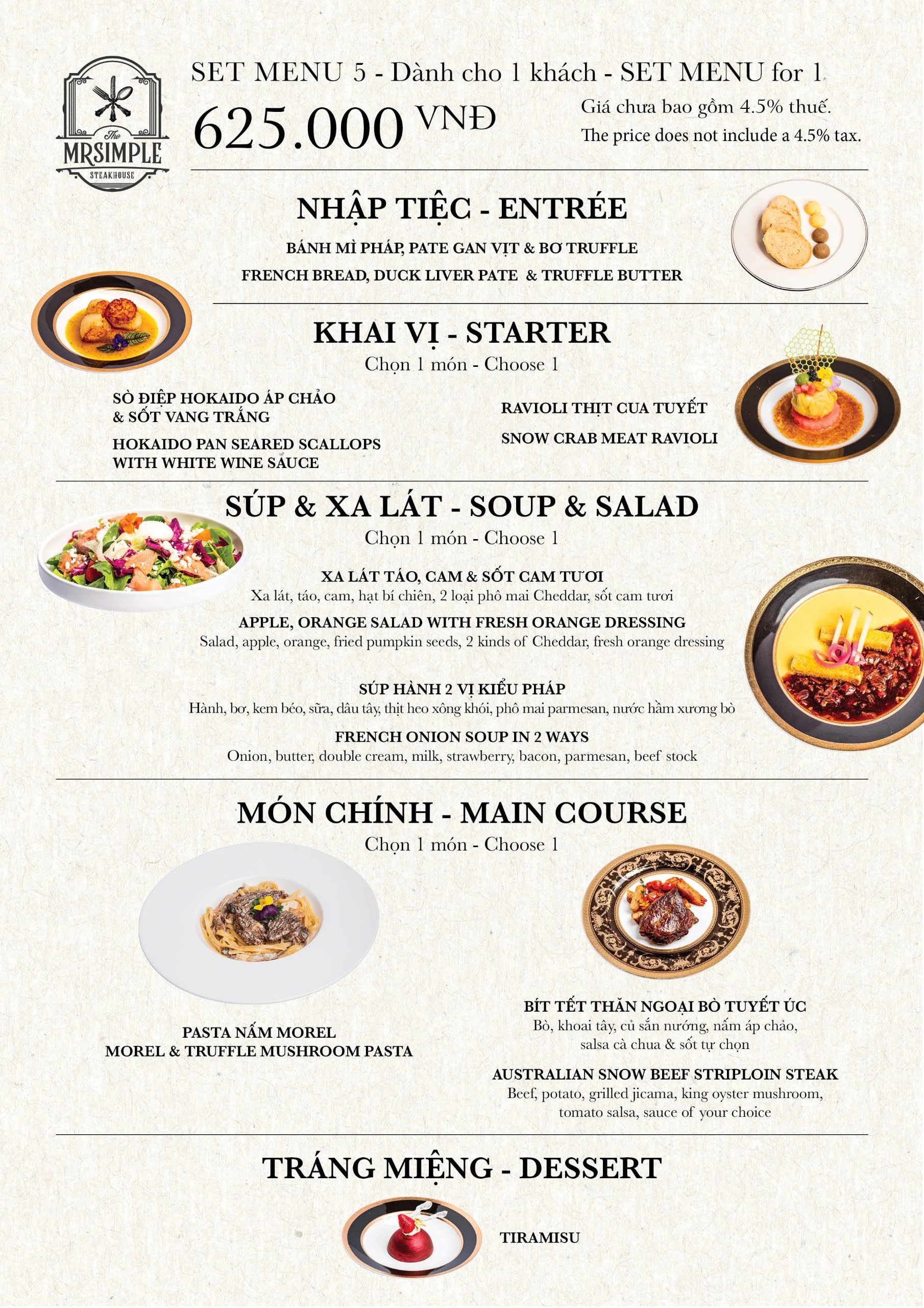 Set menu dành cho 1 người